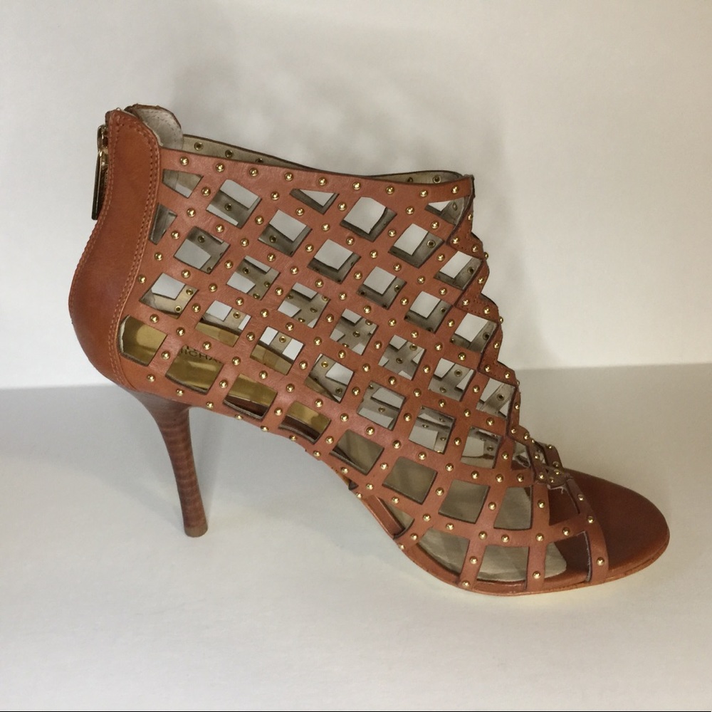 Michael Kors Heels Caged Sandals Brown and gold - Picture 1 of 8